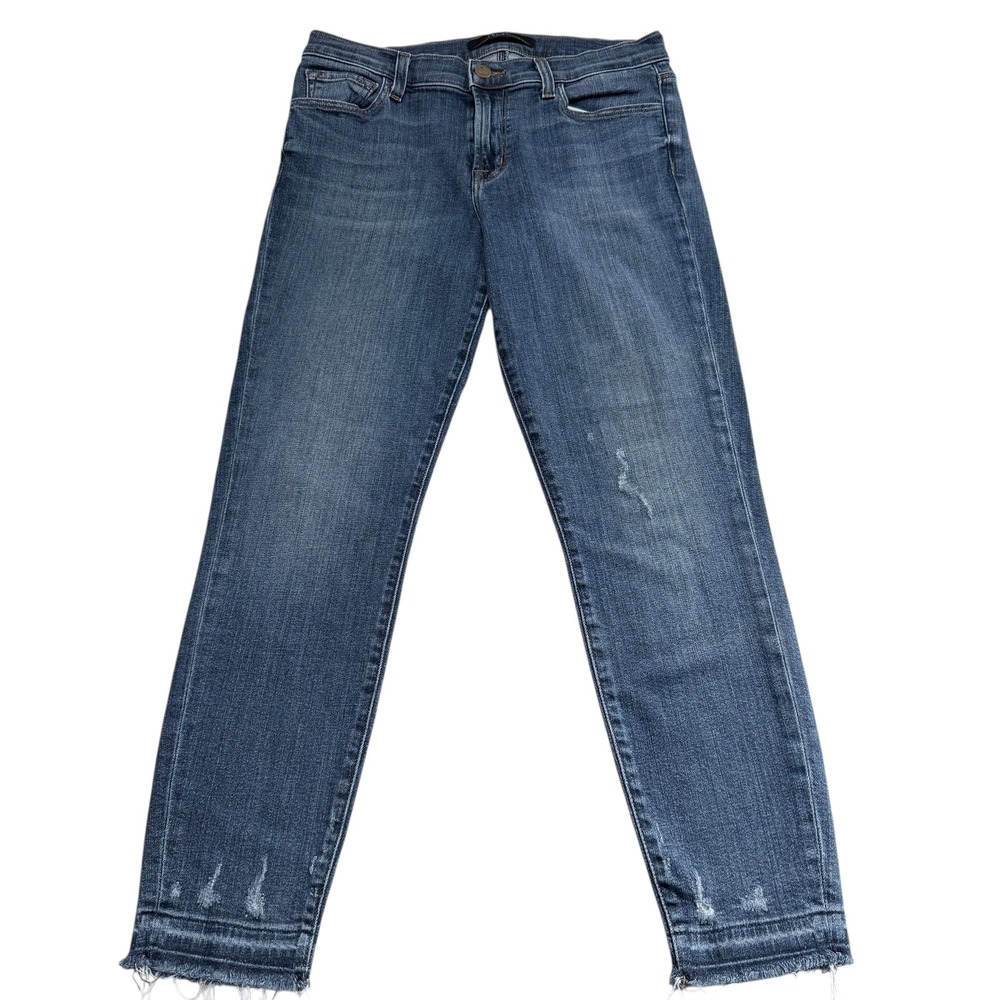 J Brand Capri Mid Rise Jeans Tonic Distressed Frayed Hem‎ Womens Size 28